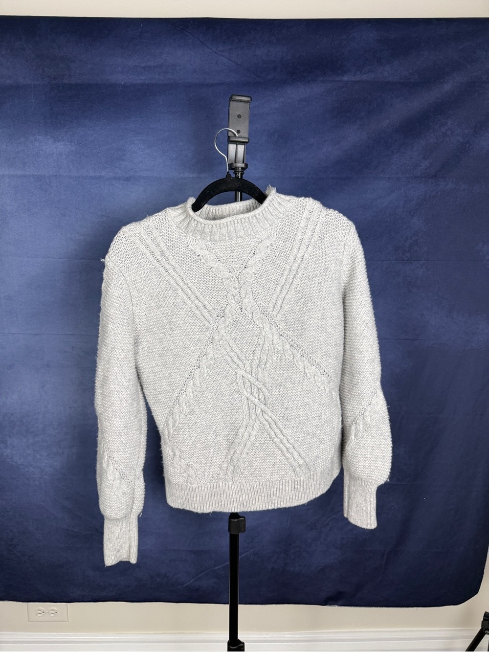 Banana Republic Light Gray Cable Crewneck Sweater